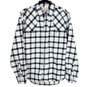 Filson Seattle Fit Flannel Check Hunting Shirt Cream Black Reinforced Shoulders
